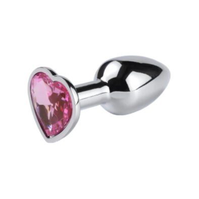Analni plug sa cirkonom - pink srce